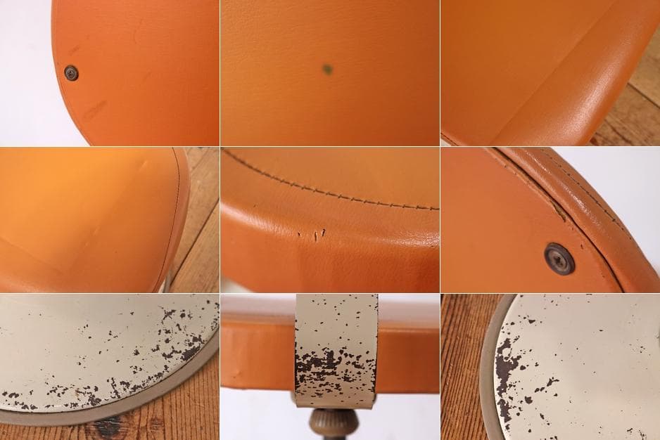 レトロ オカムラ デスクチェア 学習椅子 回転 昇降 リクライニング レザー