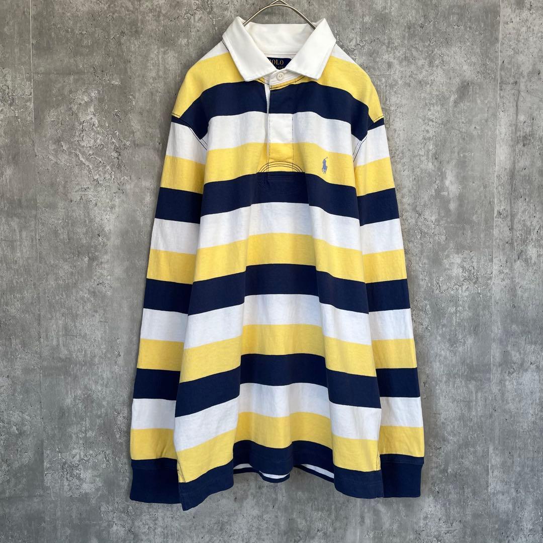 【美品】ポロ ラルフローレン ボーダー 長袖 ラガーシャツ 古着 ユニセックス